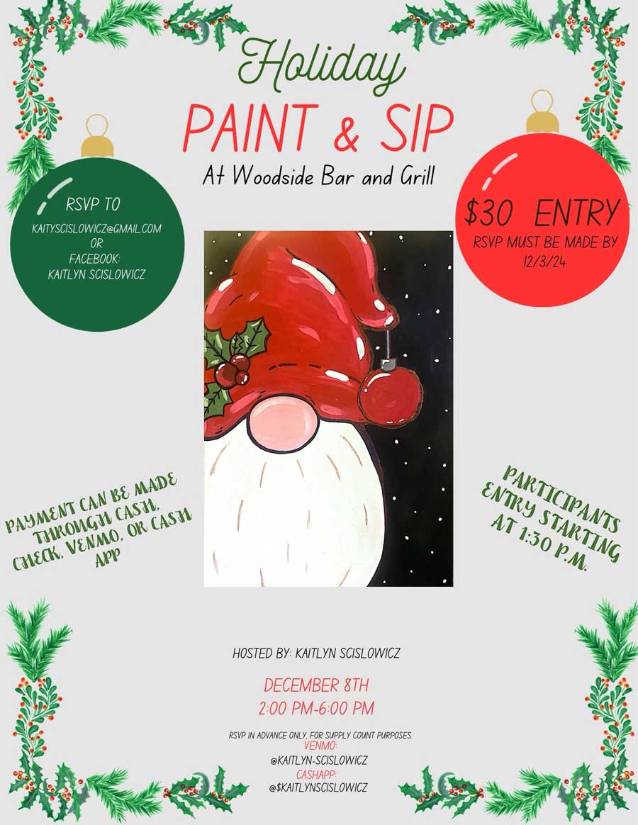 Holiday Paint and Sip and Woodside Bar